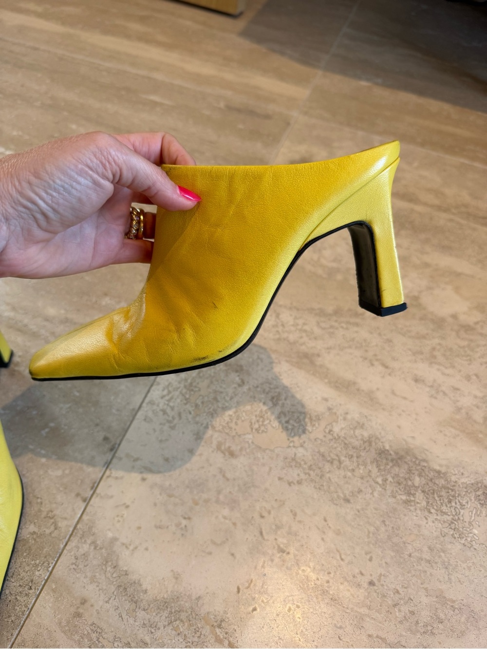 Simon Miller Yellow Leather Square-Toe Mule Heels - Picture 2 of 7